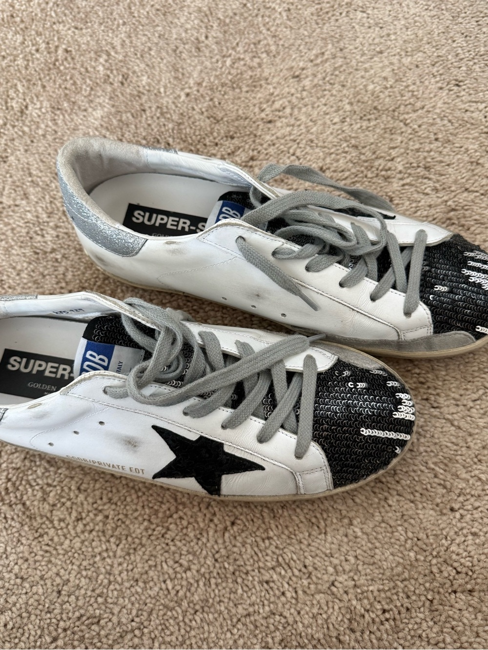 Golden Goose Silver Sequined Superstar Sneakers